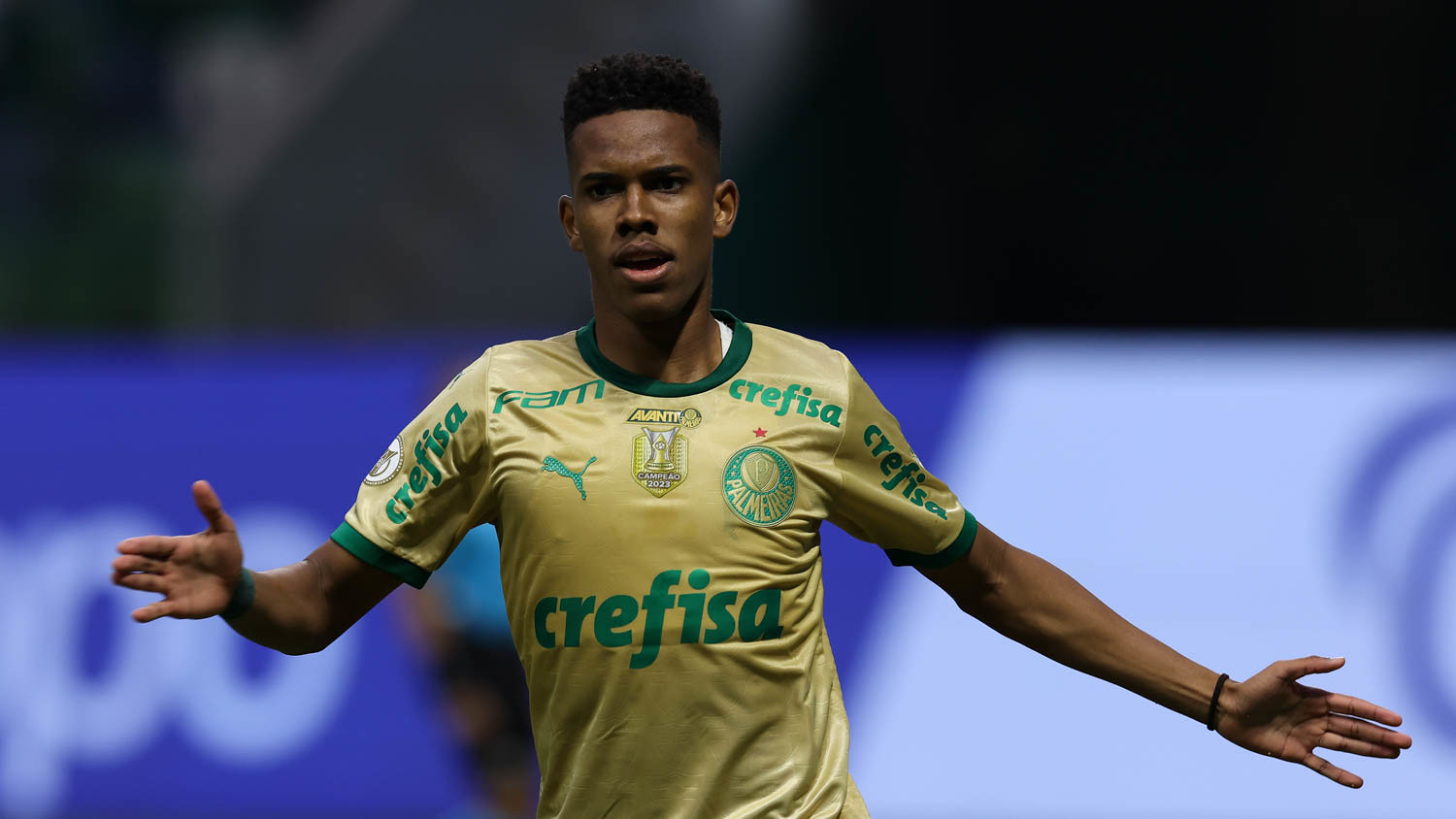 Estêvão está fora de ação pelo Palmeiras desde a goleada contra o Criciúma — Foto: Cesar Greco/Palmeiras
