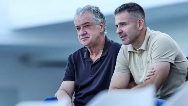 Sérgio Coelho e Victor Bagy, presidente e diretor de futebol do Atlético, tentam tirar destaque do Palmeiras